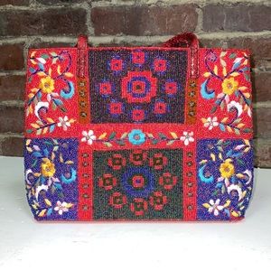 Gorgeous hand beaded embroidered snake skin purse pocketbook display worthy
